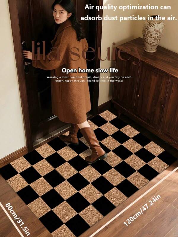 Checkered Pattern Doormat, Outdoor Entrance Decoration, Welcome Mat, A Gift For Clients' Housewarming, Machine Washable, Checkerboard Doormat. Room Decor Bathroom Accessories Back To School