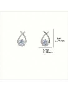 Elegant Gold Tone Teardrop Stud Earrings For Women – Sparkling Cubic Zirconia Criss-Cross Design With Round Cut Center Stone – Lightweight, Timeless Jewelry For Office, Weddings, Parties – Classic Gift For Women And Teen Girls
