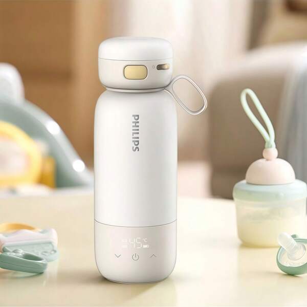 PHILIPS [Type-C Smart Thermobecher] AWP2770 kabellose Schnellheizung Tasse, 40°C präzise Temperaturkontrolle in 4 Minuten, 0,32L Mini Kapazität, wiederaufladbarer Heizbecher, geeignet für Büro und Zuhause, Cremehellpfirsich