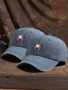 1 件男女通用蜘蛛网图案印花户外休闲时尚可调节棒球帽，柔软，适合所有季节