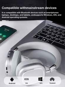 AKKHOO 无线耳机，Jerly 5.3，长效电池，办公和音乐耳机，无线游戏耳机 - 黑色 - 查看 4