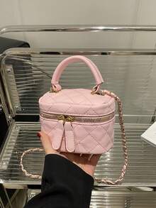 Lightweight Mini Chain Bag Quilted Handbag Bucket Bag Suitable For Girls, College Students And Office Workers - Pink - View 7
