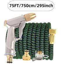 1 Stück Hochdruck Gartenschlauch Set mit 3X ausdehnbarem Rückzugsschlauch - aus strapazierfähigem Gummi, mit europäischen und amerikanischen kompatiblen Anschlüssen, geeignet für Outdoor-Reinigung & Autowäsche, Autowaschaccessoires, multifunktionales Garten Set, elastisches Schlauchdesign, Gartenschlauch