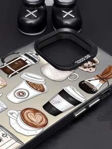 قطعة واحدة من أغلفة الهواتف المضادة للخدش وبصمات الأصابع ذات تصميم بطبعة القهوة السوداء متوافقة مع هواتف 16/16Pro/16Plus، 15/15ProMax/15Pro، 11، 12، 13، 14ProMax، 11Pro/11ProMax، 12Pro/12ProMax، 13Pro/13ProMax، 14Pro/14ProMax، تصميم أنيق وإبداعي