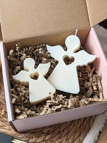 2件套大号和小号爱心天使蜡烛硅胶模具DIY创意手工皂香薰石膏模具家居装饰摆件环氧树脂模具 - 白色 - 查看 3