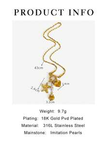 Monlansher Collana estiva in acciaio inossidabile da donna, ciondoli in stile bohémien con conchiglie, stelle marine e perle finte a più strati, elegante collana dorata di design di alta gamma, personalizzata
