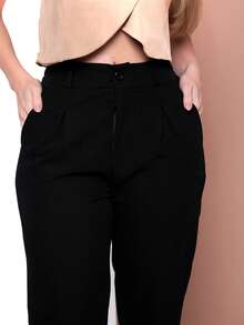 Elegant Twill Dress Pants With Elastic Waistband At The Back C3038 - màu đen - Xem 7