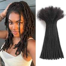0.4 Cm Real Human Hair Dreadlock Extensions 8 Inch 30/60 Strands Full Handmade Permanent Locs Soft Natural Black Dreads Extensions For Men Women ,Can Be Dyed Bleached Curled - Natural Black - View 10