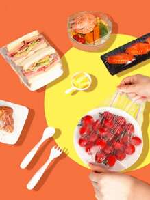 50pcs/100pcs/200pcs Color Transparent Elastic Bowl Cover, Anti Fly Fresh-Keeping Film Cover, Refrigerator Leftovers Disposable Home, Summer Food Fresh-Keeping Film, Food Protective Cover, Reusable