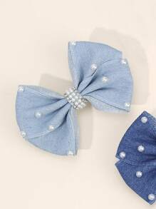 4 Stücke Cowboy Haarschleifen Clips mit Perlen Dekor, Mädchen Haarschleifen Mode Haarstyling Clips, Freizeitspangen, Haarschmuck für den Alltag