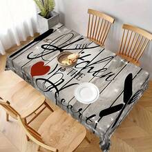 1 pièce Nappe de table de cuisine rectangulaire minimaliste | Imprimé avec un motif de couteau, fourchette et cuillère | Convient pour la décoration de scène, la protection de la table et la décoration de la pièce - Noir - Voir 2
