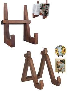 1pc/2pcs Handmade Polished Vintage Wooden Recipe IPad/Tablet Stand, Cookbook Display Holder, Farmhouse Style Recipe Book Shelf, Suitable For Kitchen Countertop And Cabinet, Home Decor, Book Storage, Workbench