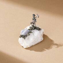 1pc Natural Crystal Stone Agate Cave Paired With Alloy Miner Figurine Collection Gifts