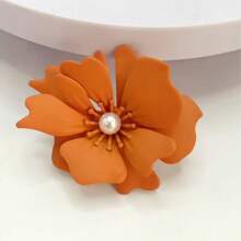 1pc Elegant Fashion Sexy Metal Flower Faux Pearl Inlaid Brooch/Lapel Pin For Women, Suitable For Party And Daily Wear