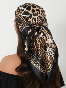 1pc 35.4 Inch Square Scarf, Fashion Printed 90cm Scarf Shawl Neckerchief Luxury Silk Feeling For Women, All Season