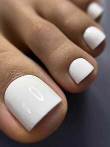 120Pcs Solid Color White Short Nail Art Fake False Toenails Press On Toe Nails Supplier Nail Supplies Nails - White - View 2