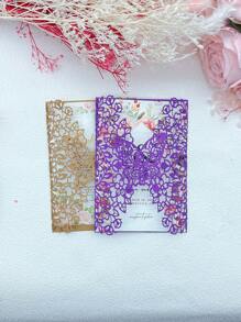 25 piezas de Tarjetas de invitación con mariposas cortadas con láser, adecuadas para decoraciones de bodas, compromisos, cumpleaños, bautizos y bautismos (excluyendo tarjetas interiores y sobres)
