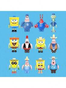 SpongeBob SquarePants Blind Box Building Blocks Toy, Cute Cartoon Action Figure With Storage Base,Cartoon Character Desk Decor & Collectibles