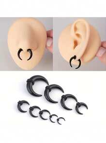 2 Peças Expansor Espiral de Orelha em Acrílico Preto de Caracol, Alargador de Orelha Espiral, Esticador de Perfuração de Orelha para Mulheres e Homens, Joia de Perfuração Corporal Personalizada de 1,6mm - 24mm