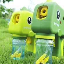 1 PIEZA Adorable pistola de burbujas de dinosaurio de dibujos animados, sin pilas necesarias, presiona continuamente para hacer burbujas, adecuado para juegos de interiores y exteriores para niños, adecuado para que los niños presionen, juego de burbujas, diversión con burbujas, casa de burbujas