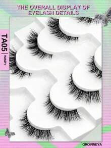 GROINNEYA 7 对猫眼睫毛透明带状睫毛狐狸眼睫毛眼尾加长假睫毛仿貂毛睫毛自然睫毛短睫毛延长化妆（TA05）条状睫毛，睫毛，睫毛，假睫毛 - 黑色 - 查看 6