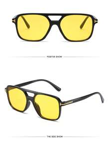 1PC Double-Beam T-Shaped Design Elegant Fashion Unisex Sunglasses Casual Travel Portable Beach Sunglasses Suitable For Birthday Parties, Outdoor Travel, Sports, Cycling, Driving, Fishing, Family Gatherings, Golf, Vacation Casual Sunglasses