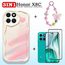 3 件荣耀 X7C 手机壳、荣耀 X7C 屏幕保护膜、防窥钢化玻璃膜、磨砂保护膜、奶油色心形图案手机壳、可爱串珠手机挂绳，适用于荣耀 X8B X6B X7B X8C 生日、家人、朋友的礼物，手机屏幕保护膜，手机配件 - Honor X7C - 查看 2