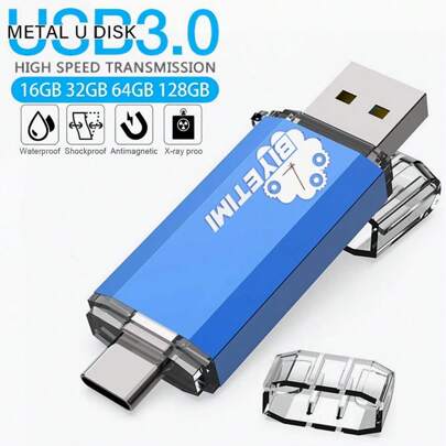 BIYETIMI Unitate flash USB 3.0, 128 GB, 64 GB, tip C, stick USB, pentru dispozitive de tip C