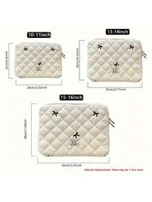 1 件涤纶马卡龙色菱形刺绣蝴蝶结 11-16 英寸平板电脑保护套，轻巧贴合 - 彩色 - 查看 3