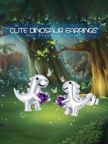 1 Paar süße S925 Sterling Silber Dinosaurier Ohrstecker, geeignet für täglichen Gebrauch von Frauen, Geschenk für Schwestern, beste Freunde, Geburtstag, Jahrestag