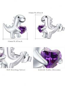 1 Paar süße S925 Sterling Silber Dinosaurier Ohrstecker, geeignet für täglichen Gebrauch von Frauen, Geschenk für Schwestern, beste Freunde, Geburtstag, Jahrestag