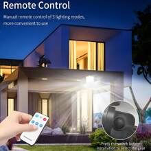Luzes externas movidas a energia solar com sensor de movimento - Luzes de parede externas, controle remoto, iluminação do anoitecer ao amanhecer, varanda, pátio e presente de Natal, luzes de segurança externas | Luzes externas modernas | Luzes solares