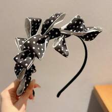 1pc High Crown Polka Dot Bow Headband For Women, Stylish Design Makes Face Look Smaller, Washing Headband Hair Accessories Diadema Hair Hoop