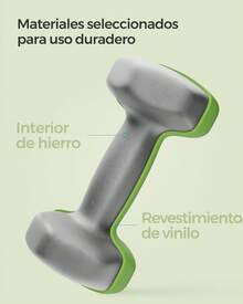 Juego de 2 Mancuernas, 2 x 2 kg, Mancuernas Hexagonales con Superficie de Vinilo, para Fitness, Ejercicio, Entrenamiento, para Gimnasia en Casa, Verde Lima - Verde - Ver 5