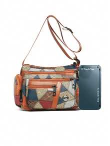 Bolso bandolera de hombro de gran capacidad para hombres y mujeres, nuevo, con costura de diamante, multicapa y de moda para ir al trabajo - Multicolor - Ver 6