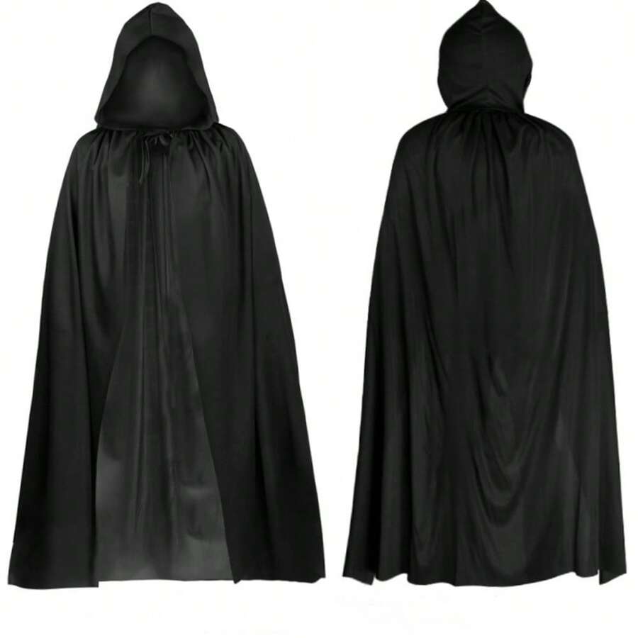 1pc/2pcs Unisex Hooded Halloween Christmas Cloak Costumes Party Cape,Adult Cosplay Costume For Halloween Christmas Party - Black - View 1