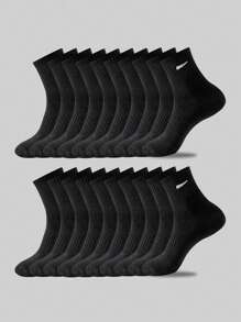 10 paires/20 paires de chaussettes décontractées pour hommes, chaussettes mi-mollet, chaussettes blanches, chaussettes d'hiver, chaussettes noires, désodorisantes, de sport, respirantes, absorbant la transpiration/Deux styles au choix (fines/épaisses)