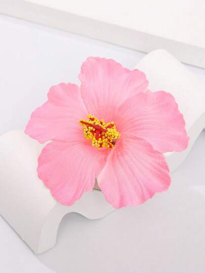 1 Pc Hawaiian Flower Hair Clips, Hibiscus Flower Plumeria Hair Clips, Women's Hair Accessories, Headband Hair Accessories, Beach Hair Accessories, Beach Vacation Sweet Style Solid Color Bohemian Elegant PVC Hair Accessories, Suitable For All Seasons, Claw Clips, Hair Claws, Hair Slide, Hair Barrettes
