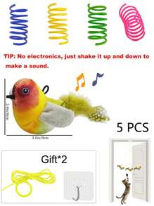 Juguete de rebote con resorte autónomo de plástico de colores para gatos, 2/4/8/10/12/14/20/30/40/50/60 piezas, juguete creativo para gatos que mantiene la salud, juguete interactivo y duradero de plástico resistente para golpear, morder, cazar, juguete para gatitos, regalo del Día de San Valentín para gatos/perros