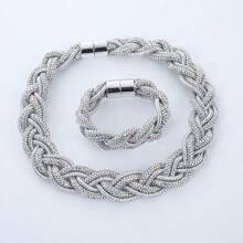 Nouveau set de collier et bracelet européen et américain, bijou tressé magnétique fait main minimaliste et luxueux, élégant et polyvalent