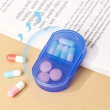 1 pièce Boîte à pilules de poche portable, organiseur plastique super compact à 2 compartiments pour ranger les médicaments, la médication quotidienne et les voyages