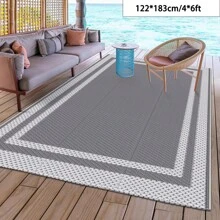 Outdoor-Teppich mit Tragetasche + 4 Heringe, umkehrbarer Kunststoffgeflecht-Teppich, geeignet für Wohnmobil, Terrasse, Camping, Hinterhof, Deck, Picknick, Strand, wasserdichter großer Outdoor-Teppich