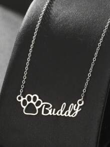 1 Stück individuell gestaltbare Edelstahl Namens-Text Haustier Hunde Pfötchen Kette, geeignet als Geschenk und für den täglichen Gebrauch