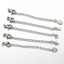 10pcs Stainless Steel Extension Chain With Lobster Clasp, Suitable For DIY Jewelry Making, Necklaces And Bracelets