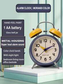 Reloj despertador creativo para dormitorio, estilo novedoso y único, puede agregar un toque de color a tu mesita de noche, oficina, sala de estar, dormitorio escolar, silencioso durante el funcionamiento, no afectará tu descanso o lectura, material de metal, muy pesado. Funciona con 1 batería (batería no incluida) Decoración del hogar Decoración de vuelta a la escuela Útiles escolares - Multicolor - Ver 10