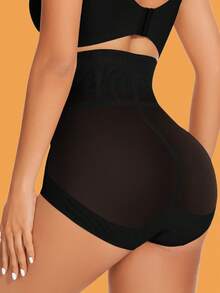 JUQDNX 1pc High Waist Shaping Panties, Tummy Control Compression Slimmer Panties To Butt Lift & Shape Buttocks, Slimming Waist Trainer Sheath Flat Belly Underwea - màu đen - Xem 2