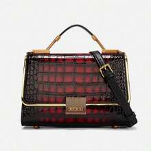 Pattern Portable Leather Bag Large-Capacity Handbag With Shoulder Strap - Red - View 1