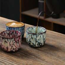 1pc 120ml Creative Crackle Glaze Ceramic Cup, Retro Italian Espresso Cup, Milk Cup, Afternoon Tea Cup, Coarse Pottery Cup, Latte Art Cup, Small Capacity Water Mug Back To School