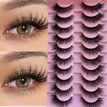 JUJU DREAM 10Pairs Manga Lashes FauxEyelashes Cat Eye Eyelashes Natural Ful False Eyelashes Volumized Eyelash Extension Travel Essentials Makeup Tools
