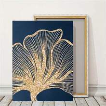 1 szt./3 szt. Anime Art Deco Klasyczny nowoczesny obraz na płótnie Modny plakat ścienny, granatowy i złoty, botaniczny liść, kwiatowy liść, do salonu, sypialni, łazienki, kuchni, klasy, opcjonalna rama - Wielokolorowe - Zobacz 8